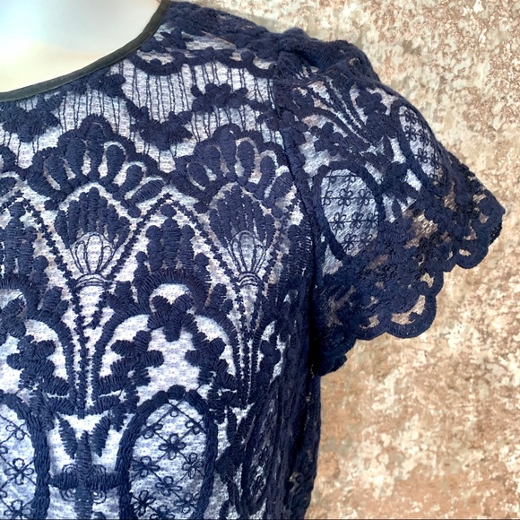 Joie Navy Lace Lemaine Blouse - Picture 4 of 7